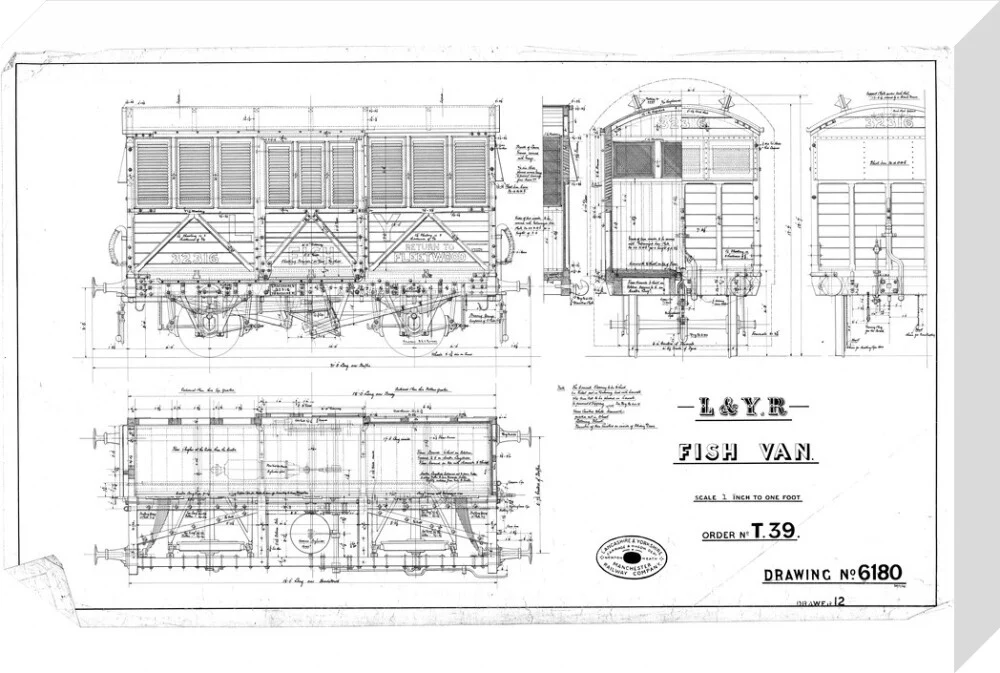 General arrangement of fish van, order T39, Lancashire and Yorkshire Railway, 1906. - Image 32