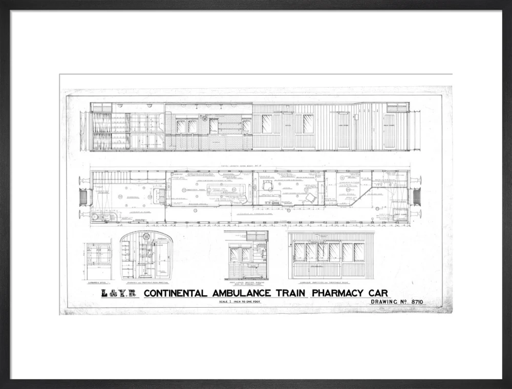General arrangement of continental ambulance train pharmacy car. - Image 18