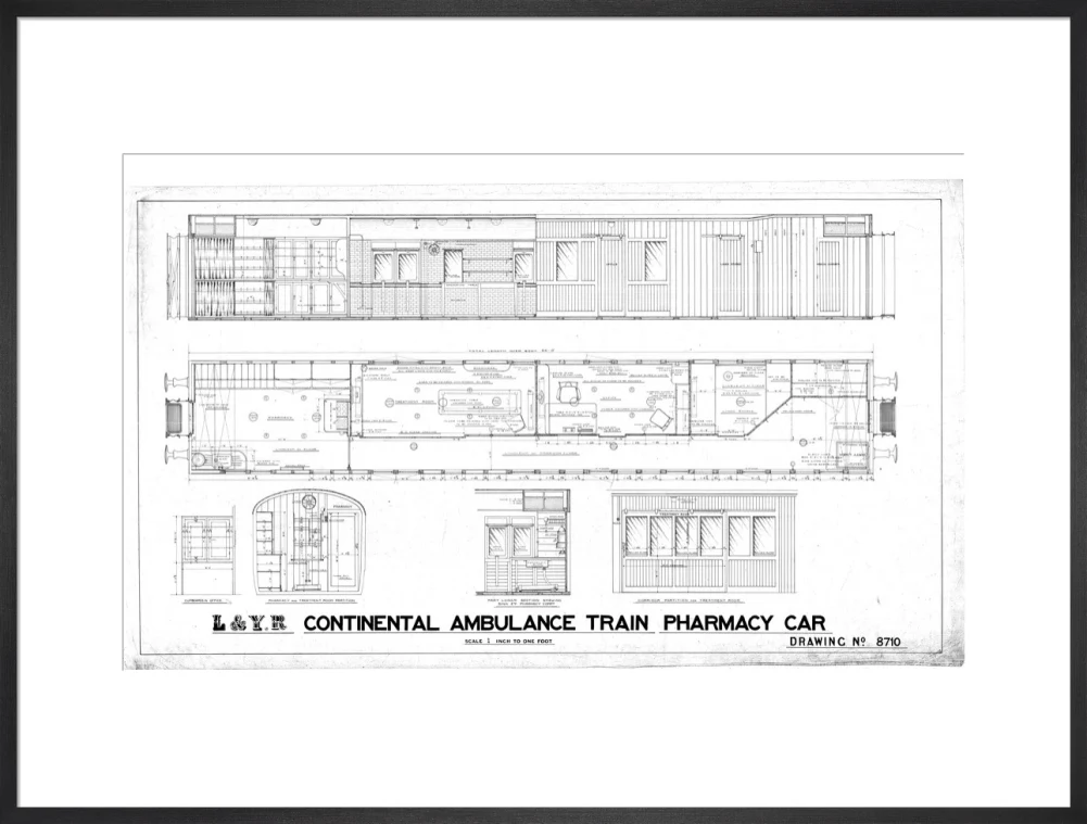 General arrangement of continental ambulance train pharmacy car. - Image 23