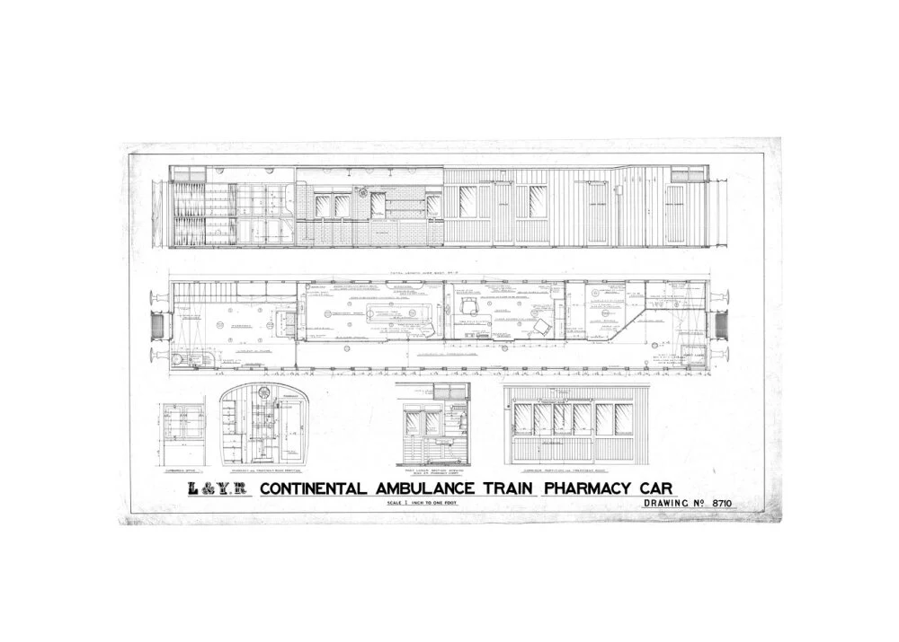 General arrangement of continental ambulance train pharmacy car. - Image 27
