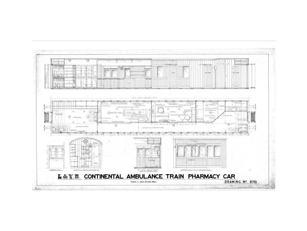 General arrangement of continental ambulance train pharmacy car. - Image 55