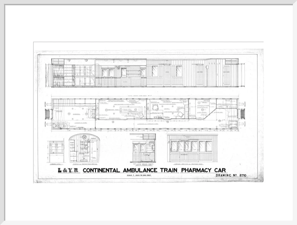 General arrangement of continental ambulance train pharmacy car. - Image 57