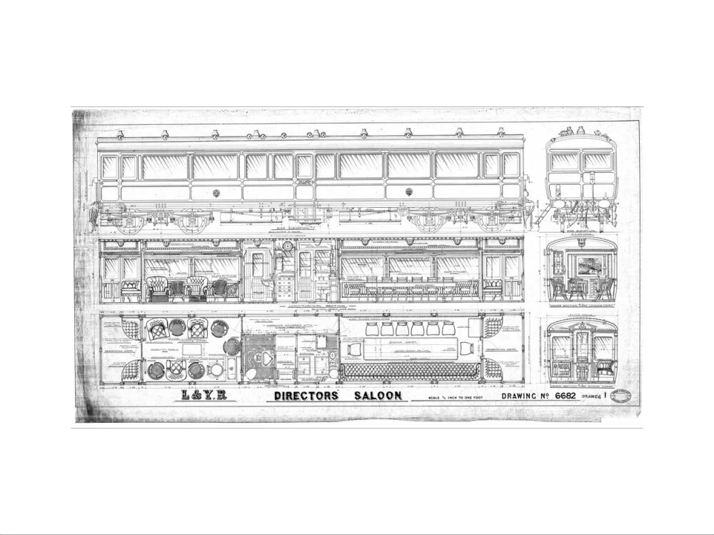 General arrangement of directors' saloon, Lancashire and Yorkshire Railway. - Image 40