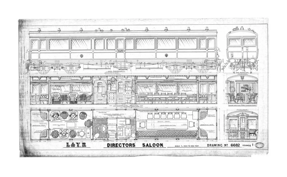 General arrangement of directors' saloon, Lancashire and Yorkshire Railway. - Image 63