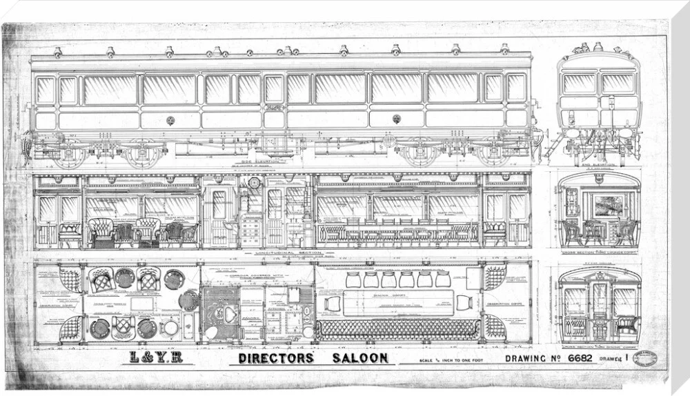 General arrangement of directors' saloon, Lancashire and Yorkshire Railway. - Image 67