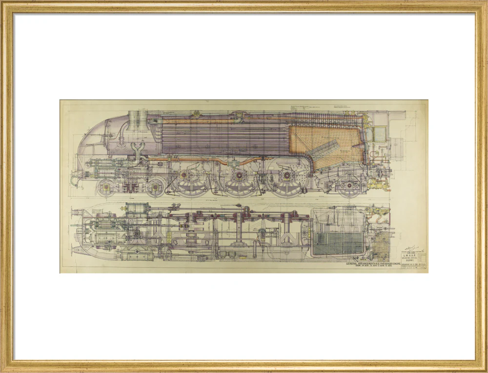 Drawing, ink and watercolour on card, General Arrangement 4-6-2 Passenger Engine, 1938. - Image 20