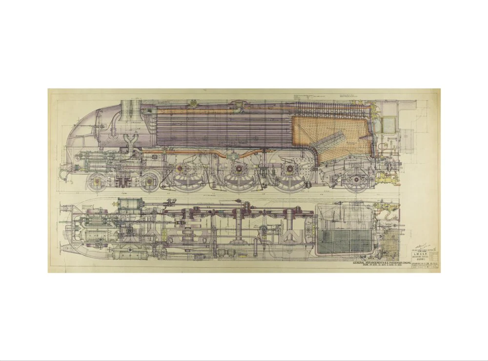 Drawing, ink and watercolour on card, General Arrangement 4-6-2 Passenger Engine, 1938. - Image 22