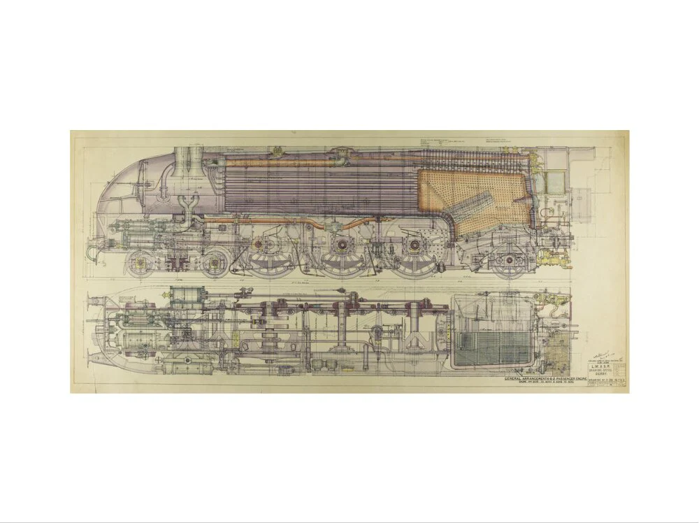 Drawing, ink and watercolour on card, General Arrangement 4-6-2 Passenger Engine, 1938. - Image 40