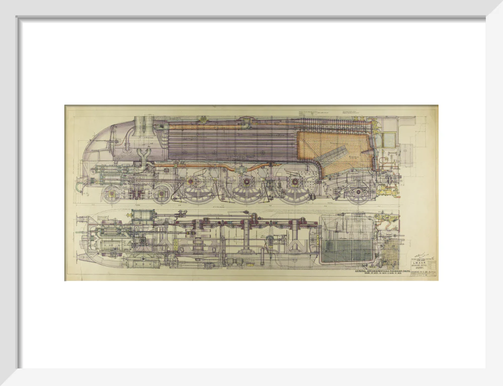 Drawing, ink and watercolour on card, General Arrangement 4-6-2 Passenger Engine, 1938. - Image 42