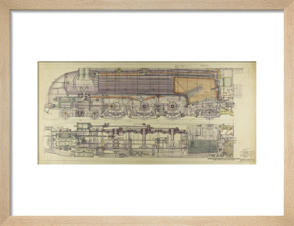 Drawing, ink and watercolour on card, General Arrangement 4-6-2 Passenger Engine, 1938. - Image 44