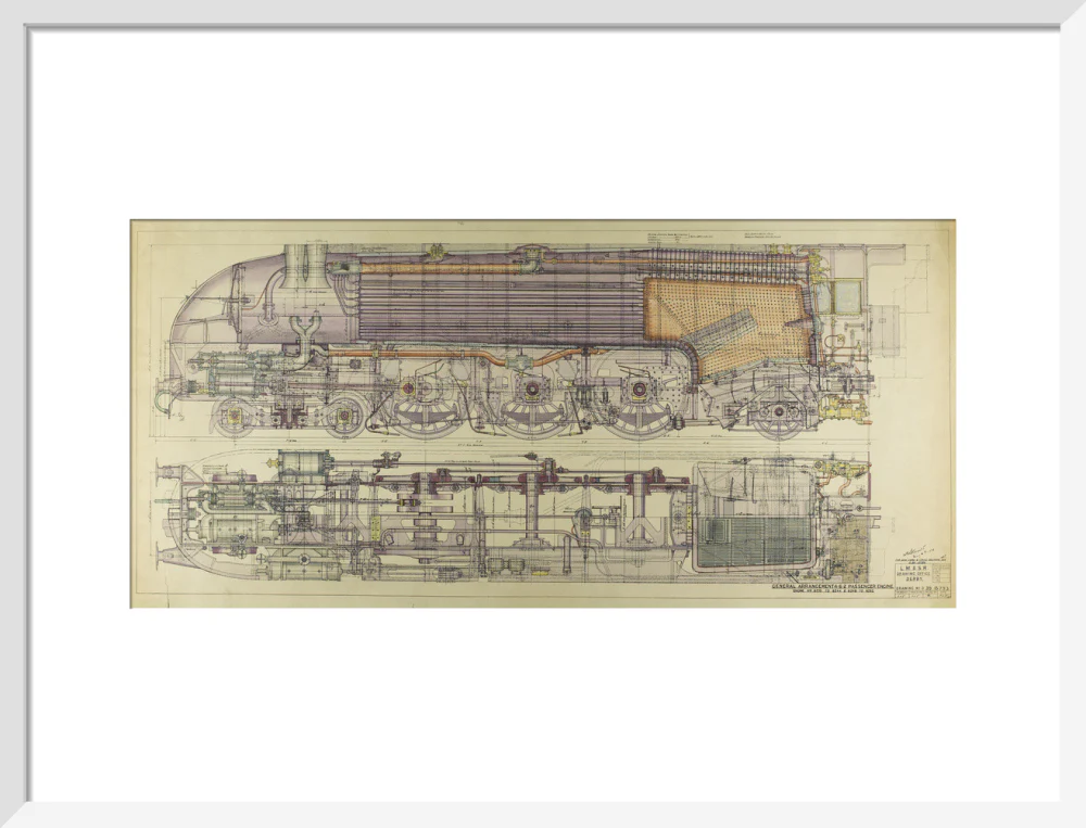 Drawing, ink and watercolour on card, General Arrangement 4-6-2 Passenger Engine, 1938. - Image 47