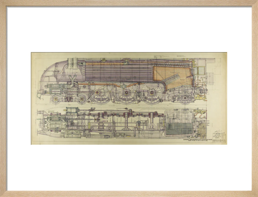 Drawing, ink and watercolour on card, General Arrangement 4-6-2 Passenger Engine, 1938. - Image 49