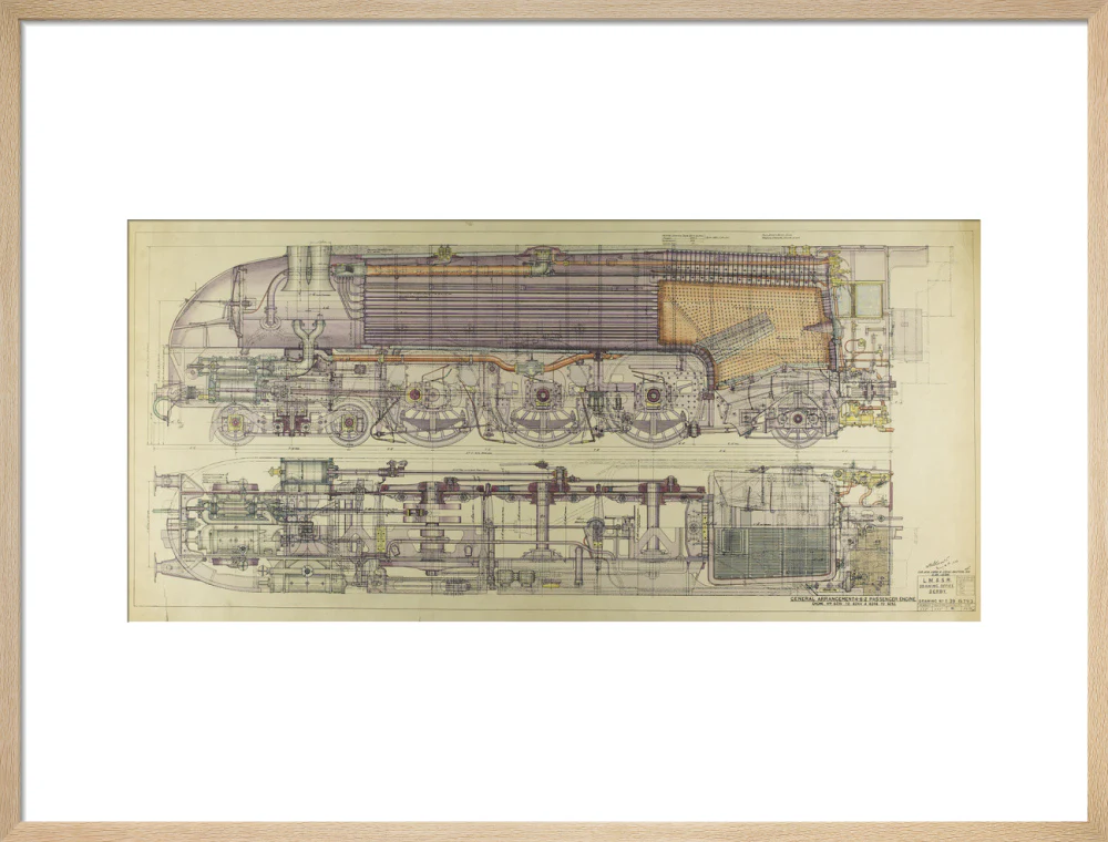Drawing, ink and watercolour on card, General Arrangement 4-6-2 Passenger Engine, 1938. - Image 54
