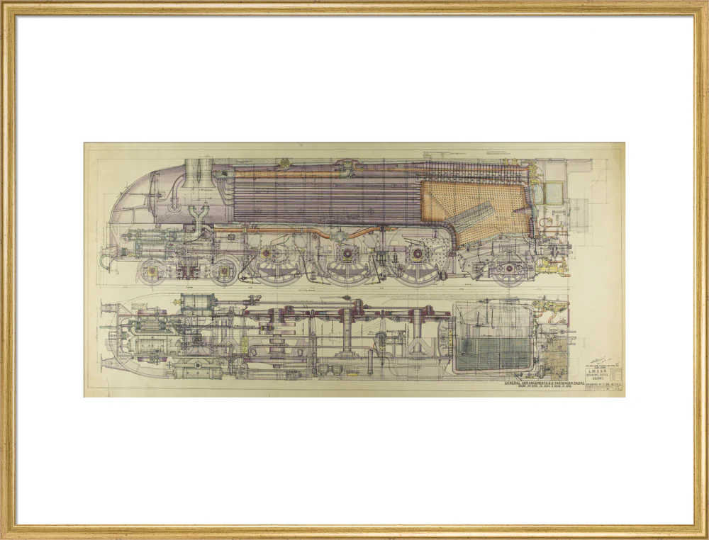 Drawing, ink and watercolour on card, General Arrangement 4-6-2 Passenger Engine, 1938. - Image 58