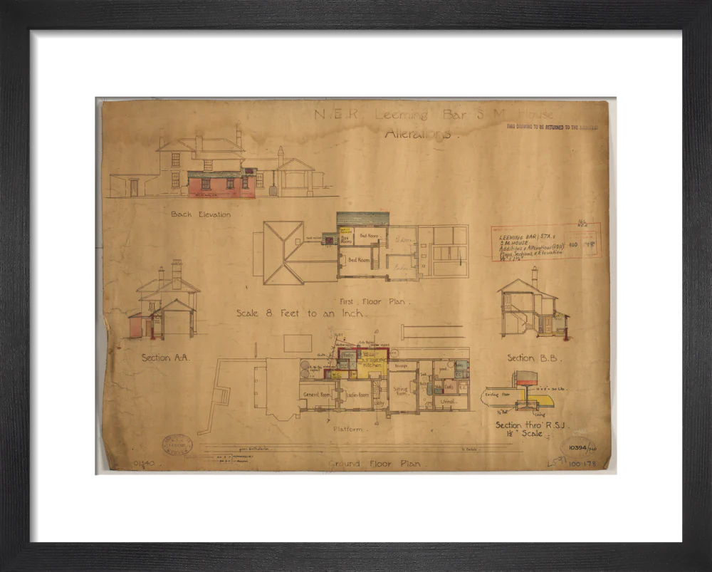 Alterations to Leeming Bar station master's house, showing extension of kitchen and pantry, North Eastern Railway, 1911. - Image 3