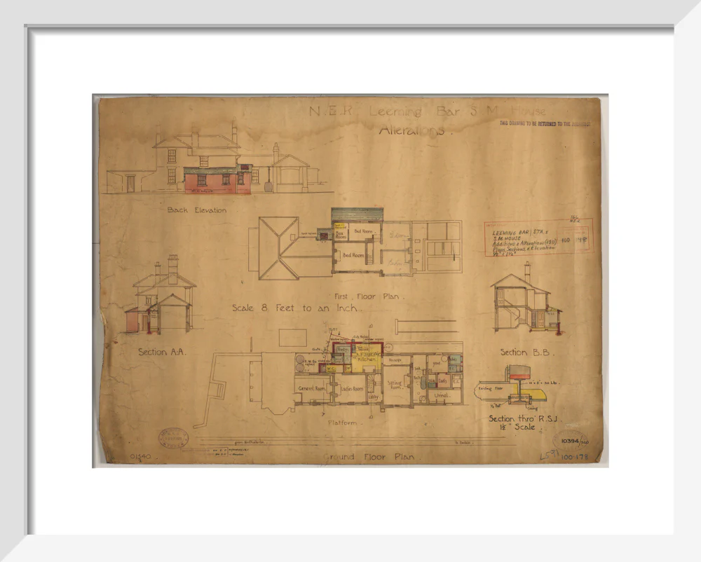 Alterations to Leeming Bar station master's house, showing extension of kitchen and pantry, North Eastern Railway, 1911. - Image 37