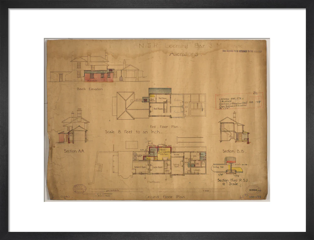 Alterations to Leeming Bar station master's house, showing extension of kitchen and pantry, North Eastern Railway, 1911. - Image 46