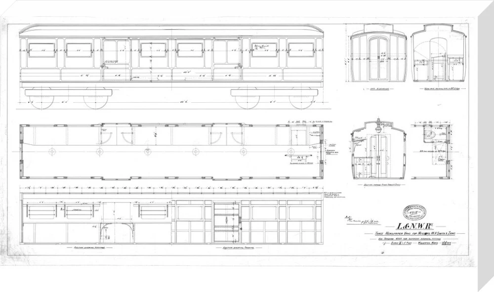 Drawing for three newspaper vans for Messrs W. H. Smith & Sons, London and North Western Railway, 1900. - Image 66