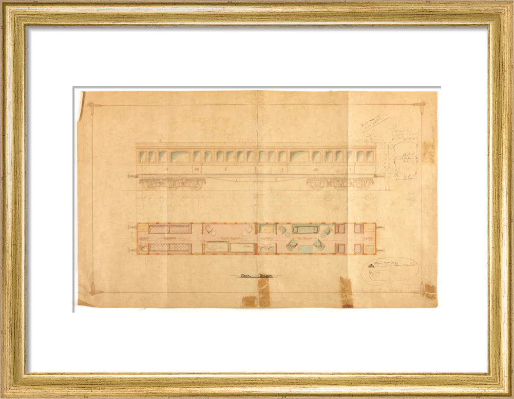 Drawing of 12 wheel royal saloon for Queen Victoria, London and North Western Railway. - Image 10