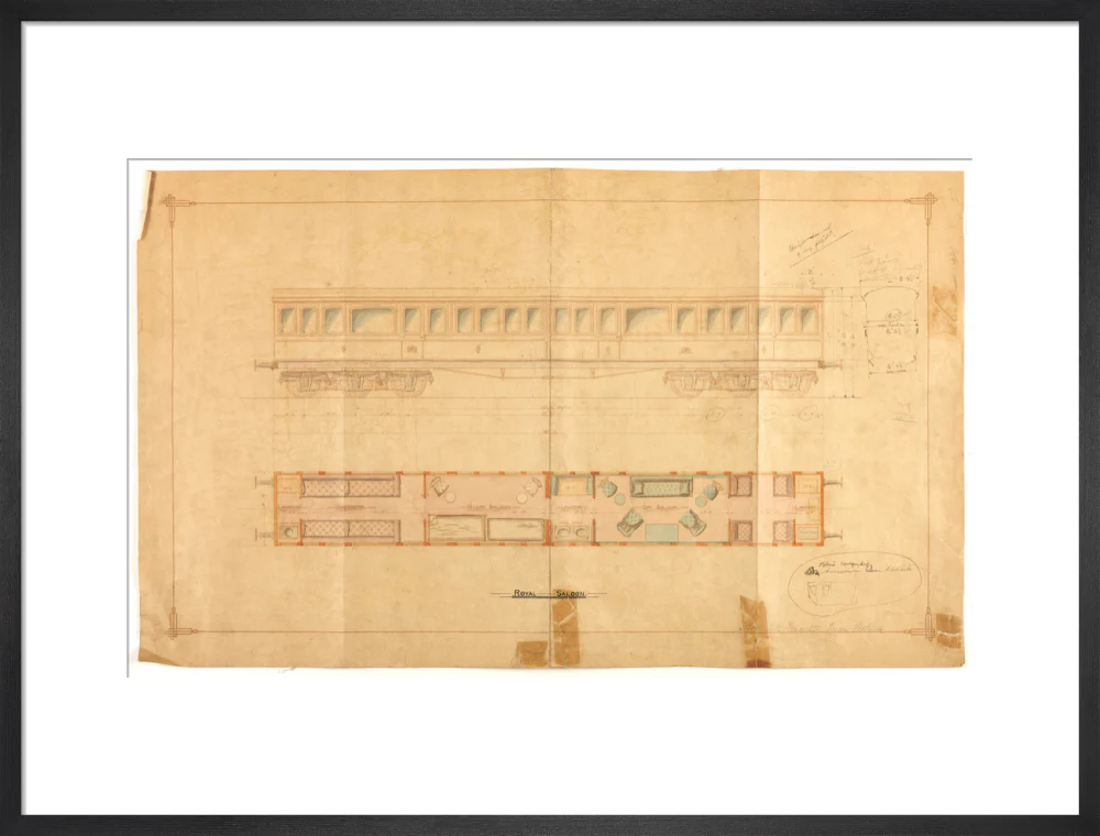 Drawing of 12 wheel royal saloon for Queen Victoria, London and North Western Railway. - Image 18