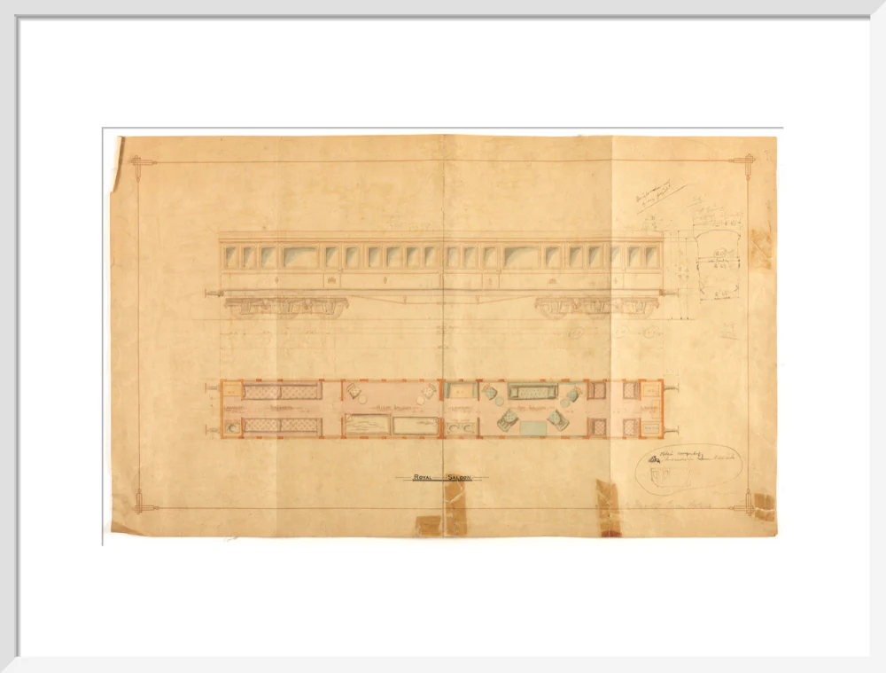 Drawing of 12 wheel royal saloon for Queen Victoria, London and North Western Railway. - Image 19