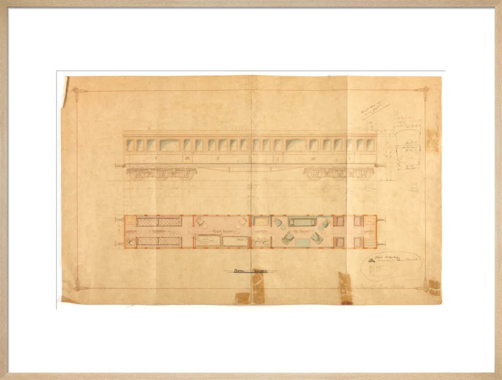 Drawing of 12 wheel royal saloon for Queen Victoria, London and North Western Railway. - Image 26