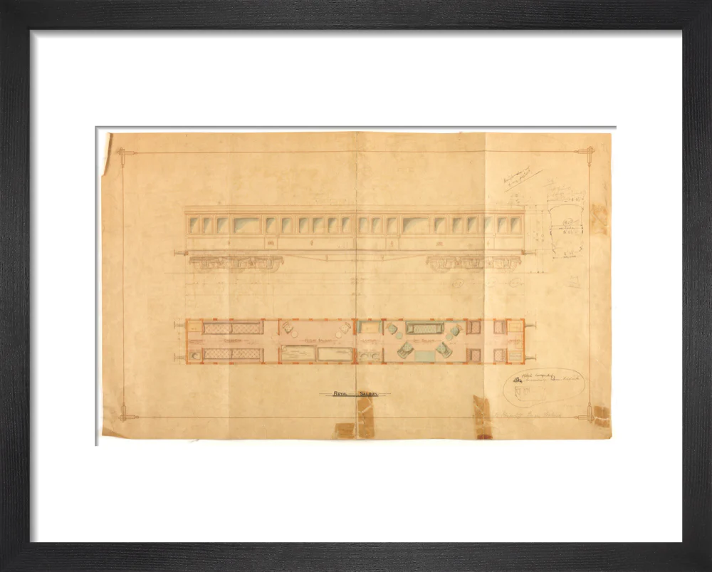 Drawing of 12 wheel royal saloon for Queen Victoria, London and North Western Railway. - Image 36