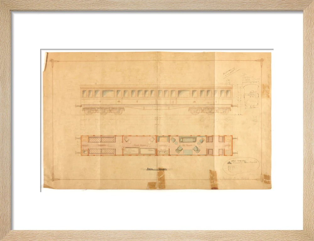 Drawing of 12 wheel royal saloon for Queen Victoria, London and North Western Railway. - Image 44