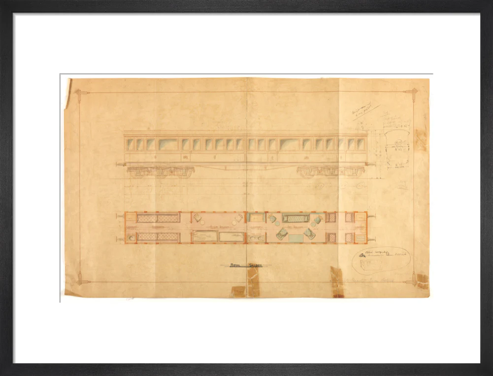Drawing of 12 wheel royal saloon for Queen Victoria, London and North Western Railway. - Image 46