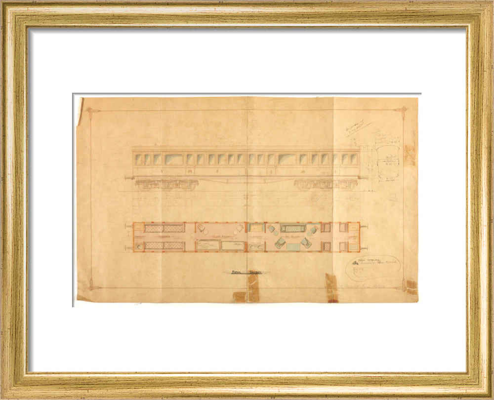 Drawing of 12 wheel royal saloon for Queen Victoria, London and North Western Railway. - Image 5