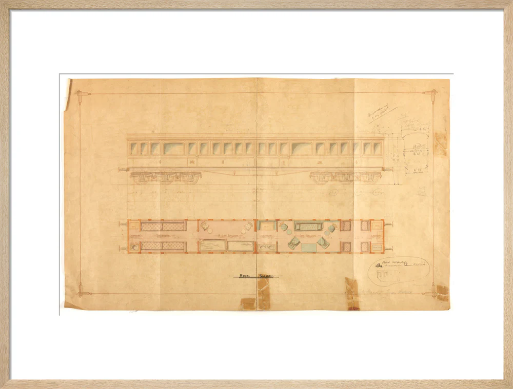 Drawing of 12 wheel royal saloon for Queen Victoria, London and North Western Railway. - Image 54