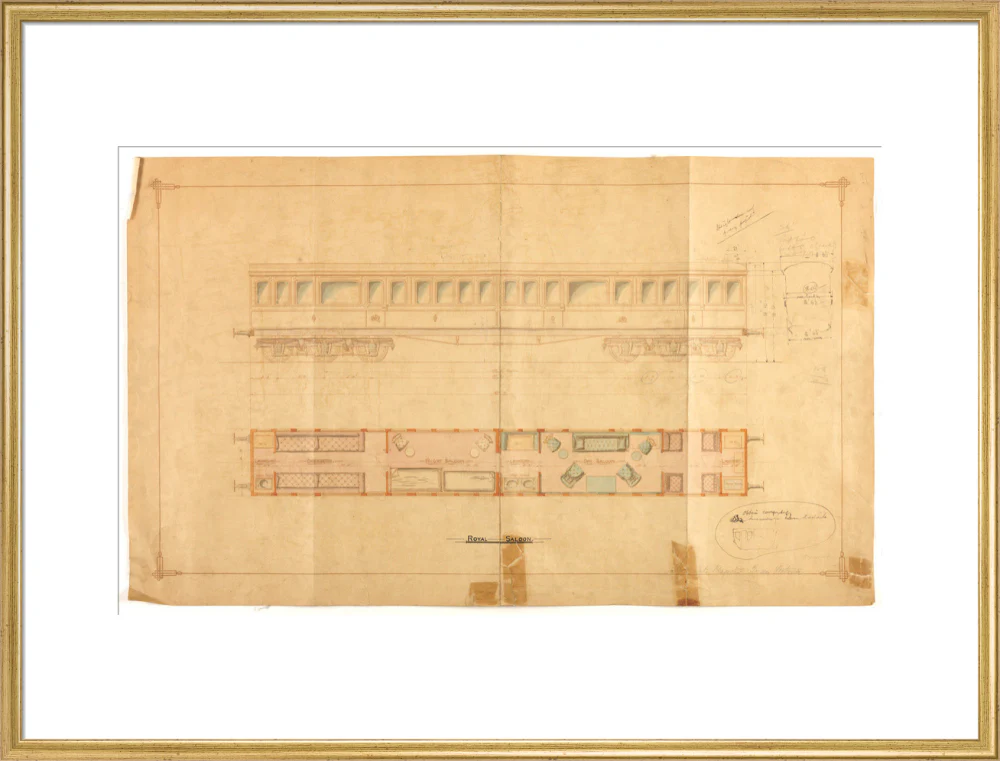 Drawing of 12 wheel royal saloon for Queen Victoria, London and North Western Railway. - Image 58