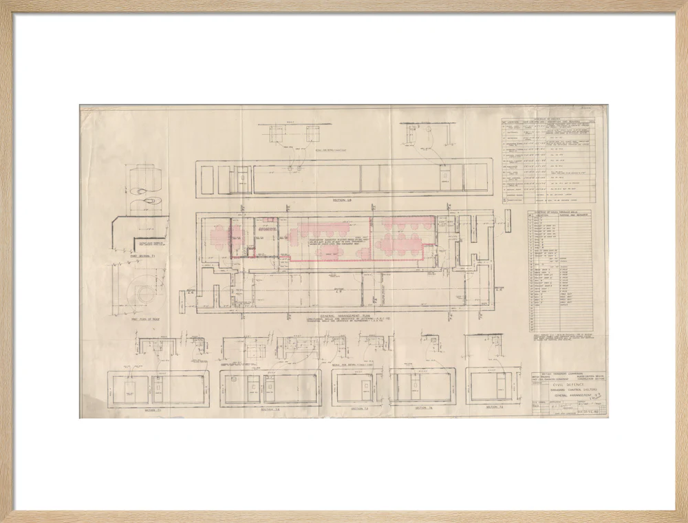 General arrangement of standard control shelters for civil defence (nuclear air raid bunker). - Image 21