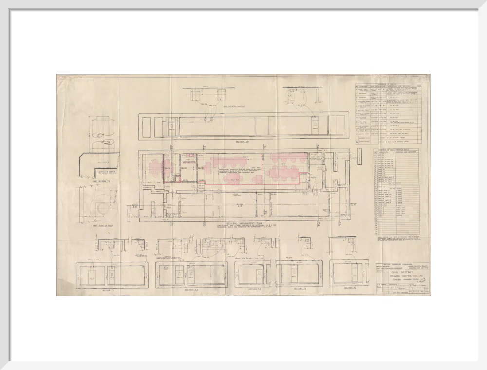 General arrangement of standard control shelters for civil defence (nuclear air raid bunker). - Image 52