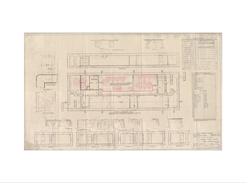 General arrangement of standard control shelters for civil defence (nuclear air raid bunker). - Image 55
