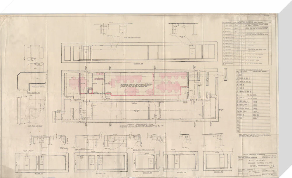 General arrangement of standard control shelters for civil defence (nuclear air raid bunker). - Image 65