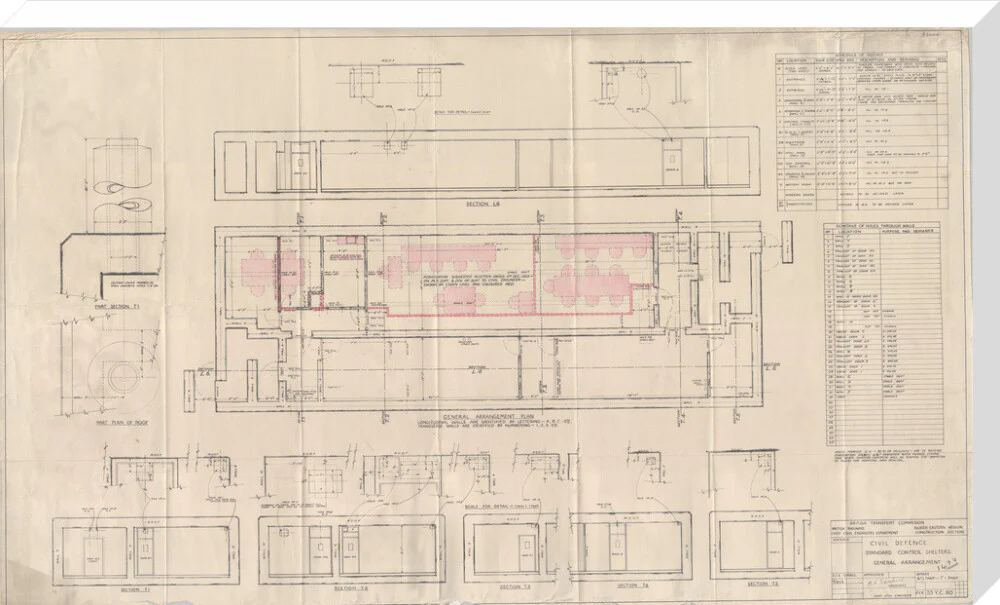 General arrangement of standard control shelters for civil defence (nuclear air raid bunker). - Image 67