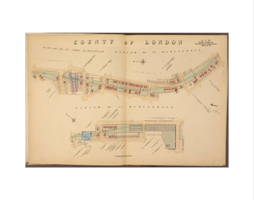 Plans of tunnel approaching London Marylebone station, showing land ownership and leases above the railway, 1901. - Image 2
