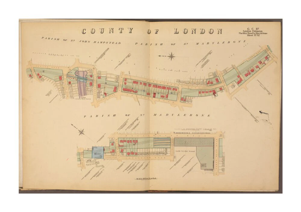 Plans of tunnel approaching London Marylebone station, showing land ownership and leases above the railway, 1901. - Image 63