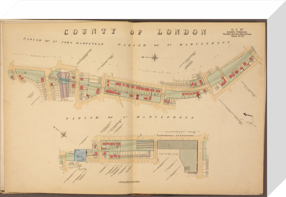 Plans of tunnel approaching London Marylebone station, showing land ownership and leases above the railway, 1901. - Image 64