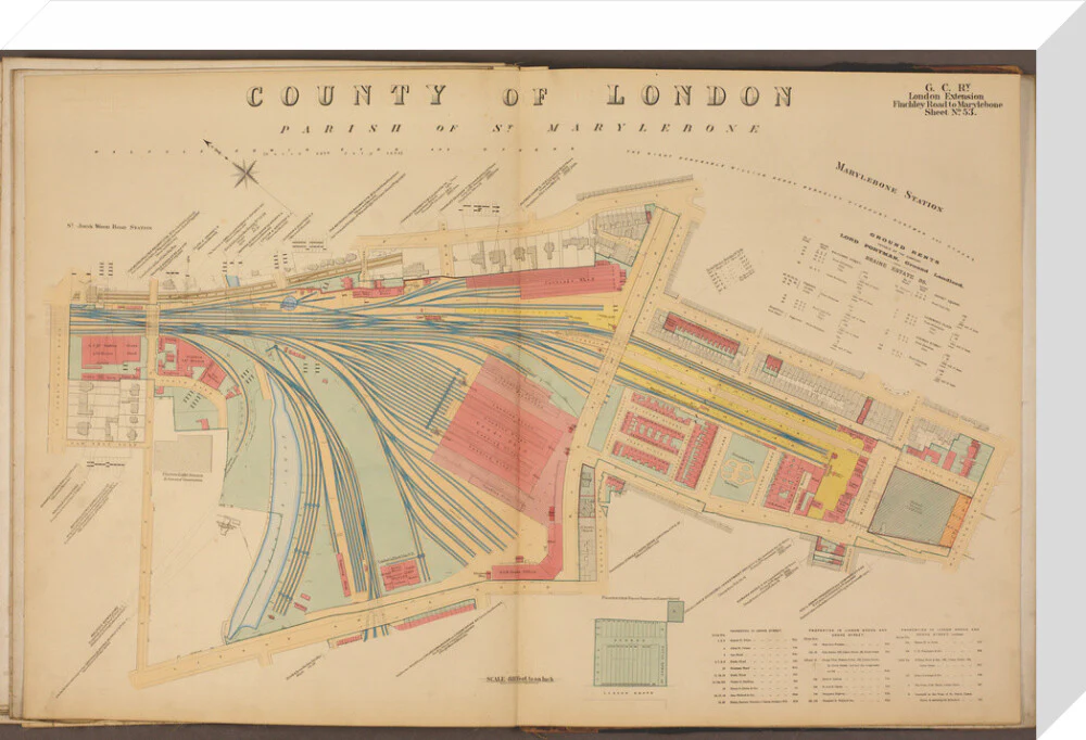 Plan of Marylebone station and surrounding area including platforms and offices, stables, goods shed and offices, etc, 1901. - Image 32