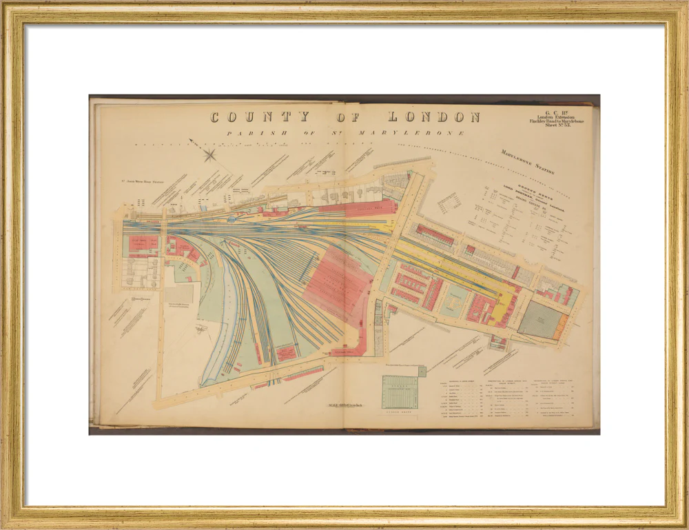 Plan of Marylebone station and surrounding area including platforms and offices, stables, goods shed and offices, etc, 1901. - Image 48