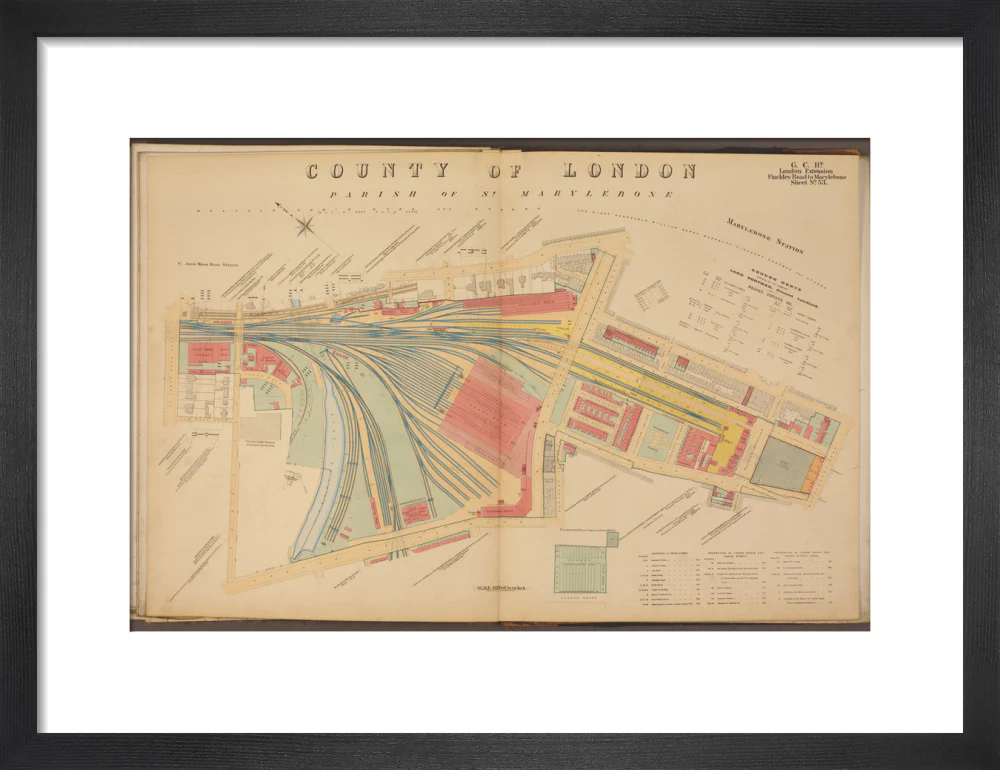 Plan of Marylebone station and surrounding area including platforms and offices, stables, goods shed and offices, etc, 1901. - Image 8