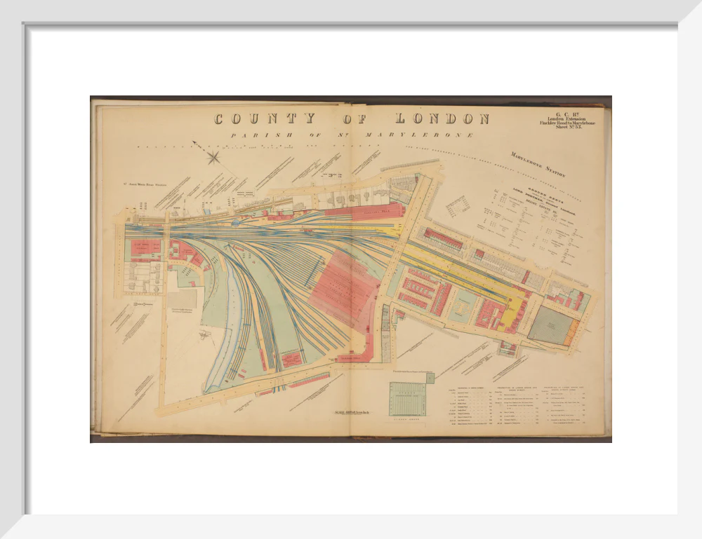 Plan of Marylebone station and surrounding area including platforms and offices, stables, goods shed and offices, etc, 1901. - Image 9