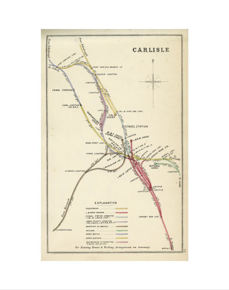 Railway Clearing House diagram of railways and junction at Carlisle, 1867. - Image 2
