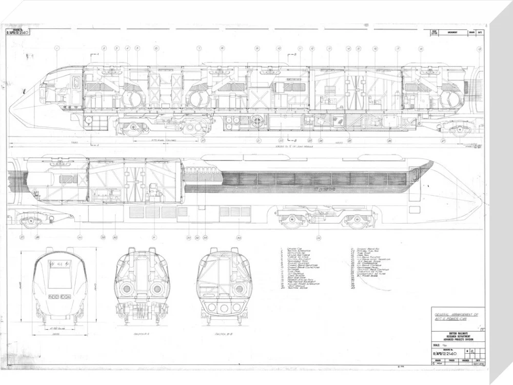 General arrangement of APT-E power car, British Railways research department, 1970. - Image 32