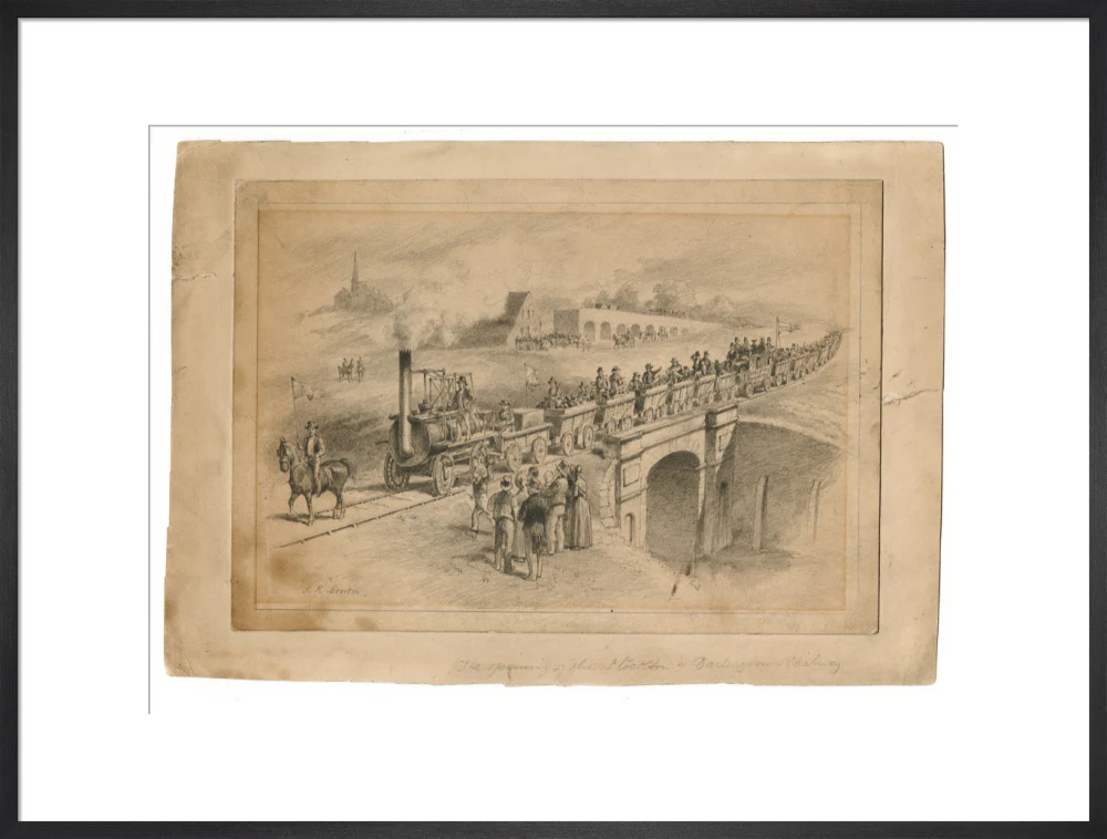 Pencil drawing The Opening of the Stockton and Darlington Railway, Sept.27th 1825 by J. R. Brown. - Image 23