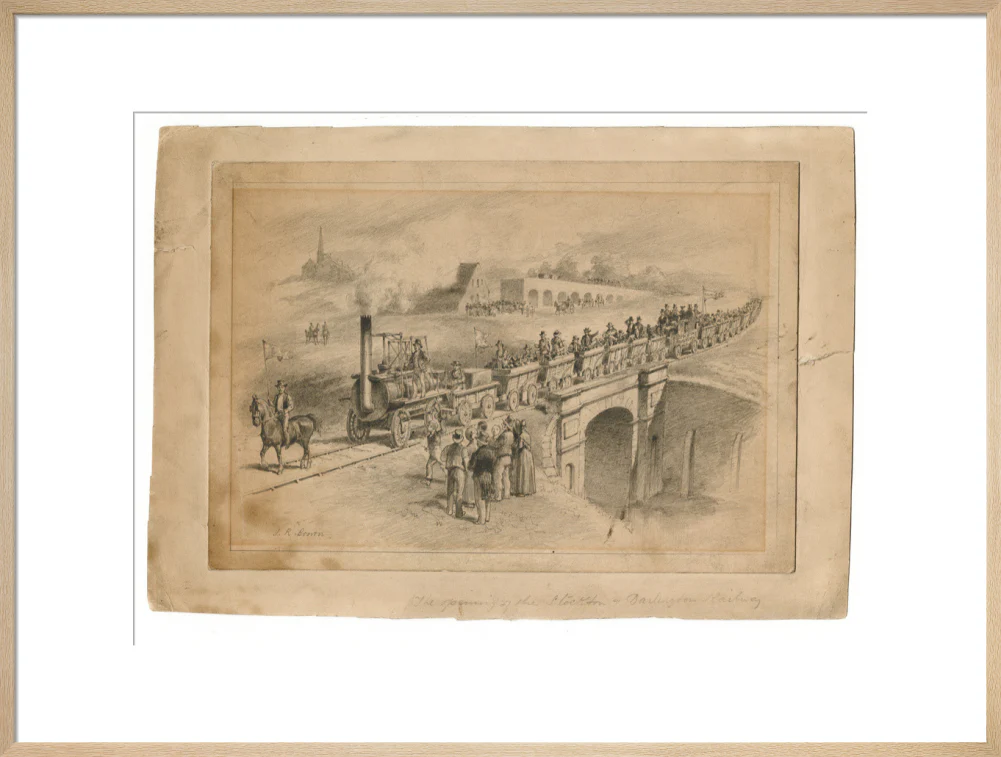 Pencil drawing The Opening of the Stockton and Darlington Railway, Sept.27th 1825 by J. R. Brown. - Image 26