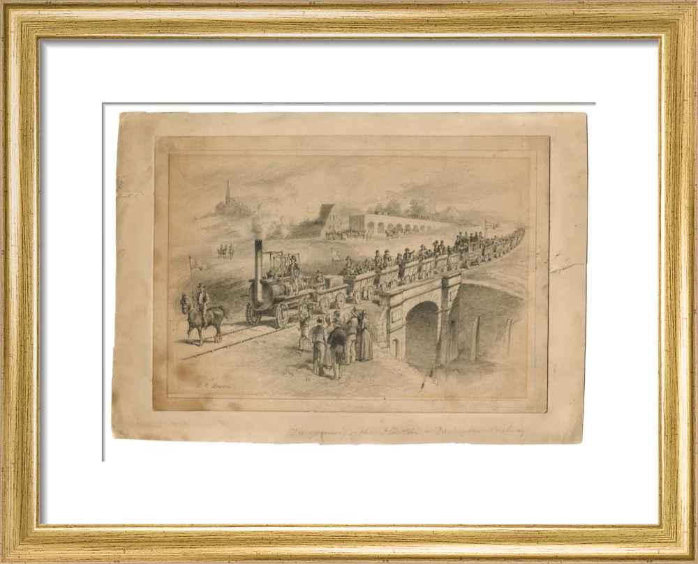 Pencil drawing The Opening of the Stockton and Darlington Railway, Sept.27th 1825 by J. R. Brown. - Image 5
