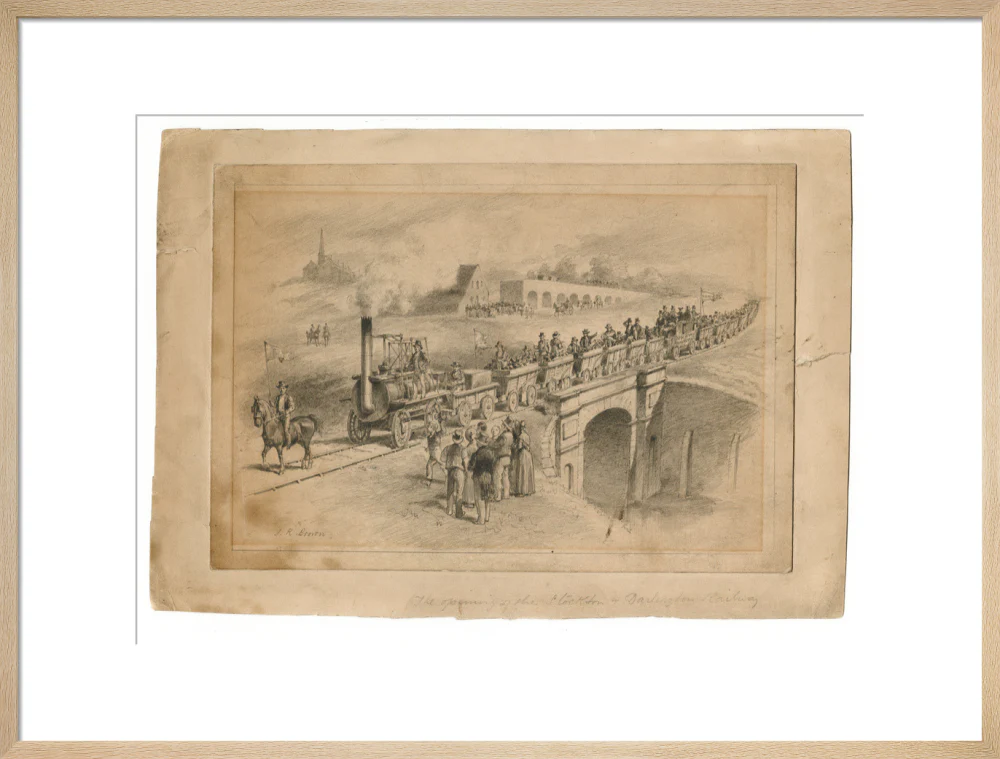Pencil drawing The Opening of the Stockton and Darlington Railway, Sept.27th 1825 by J. R. Brown. - Image 54